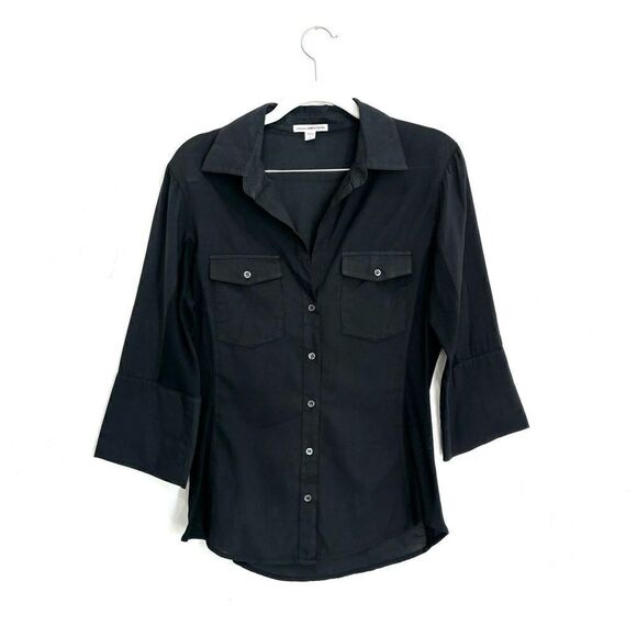 James Perse Contrast Panel Shirt in Black - Picture 7 of 10